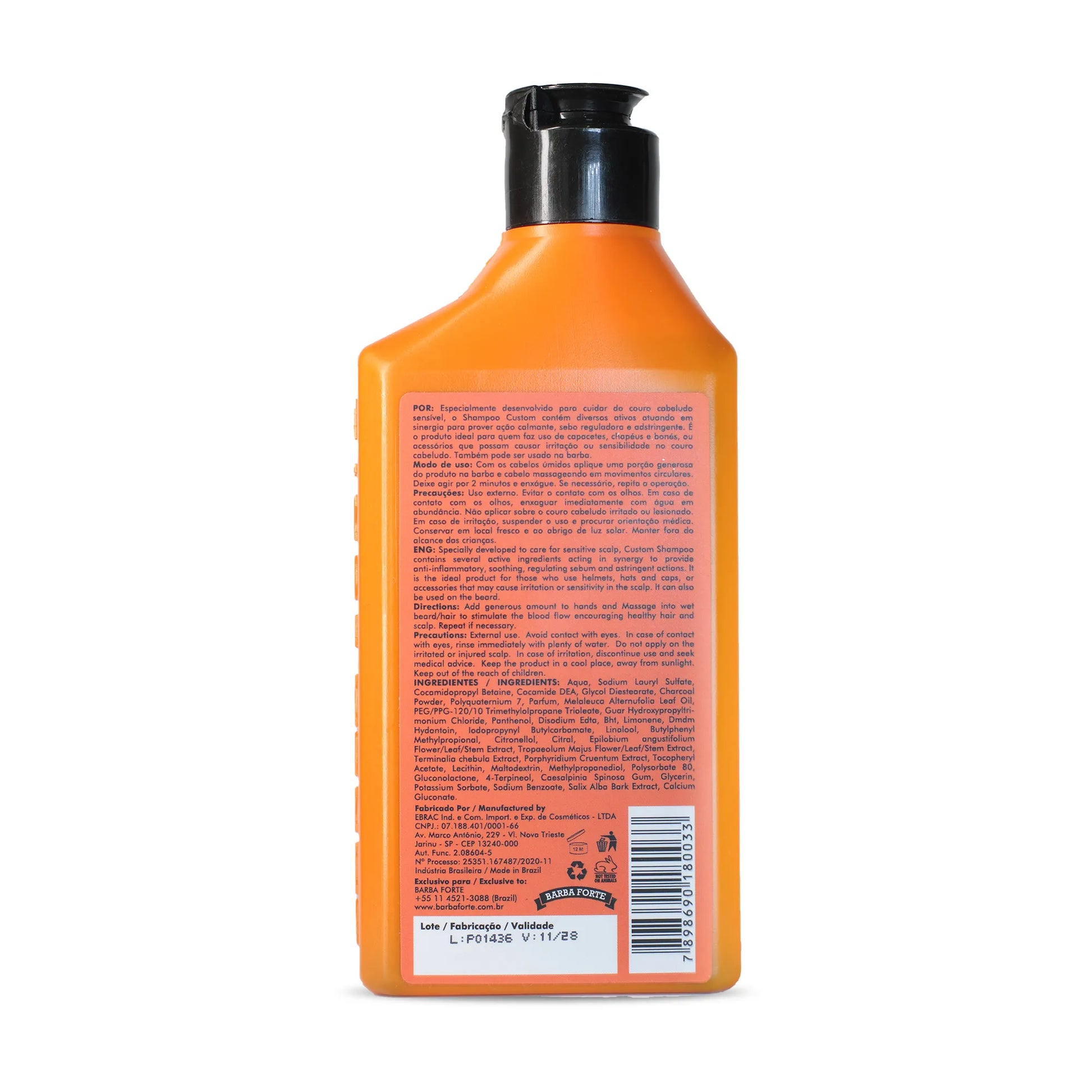 Shampoo Carvão Ativado Sem Oleosidade · Custom Barba Forte